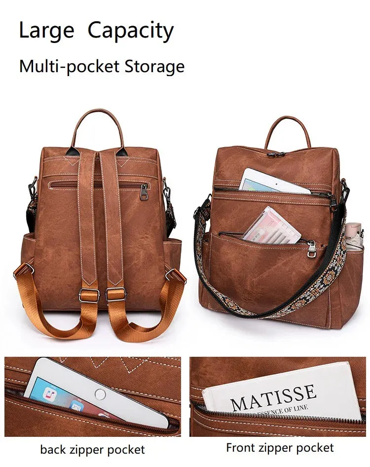 Leather Convertible Backpack Purse
