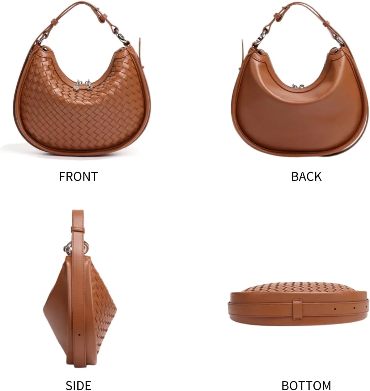 Leather Crescent Bag - Woven Tote & Hobo Handbags - Satchel Bag