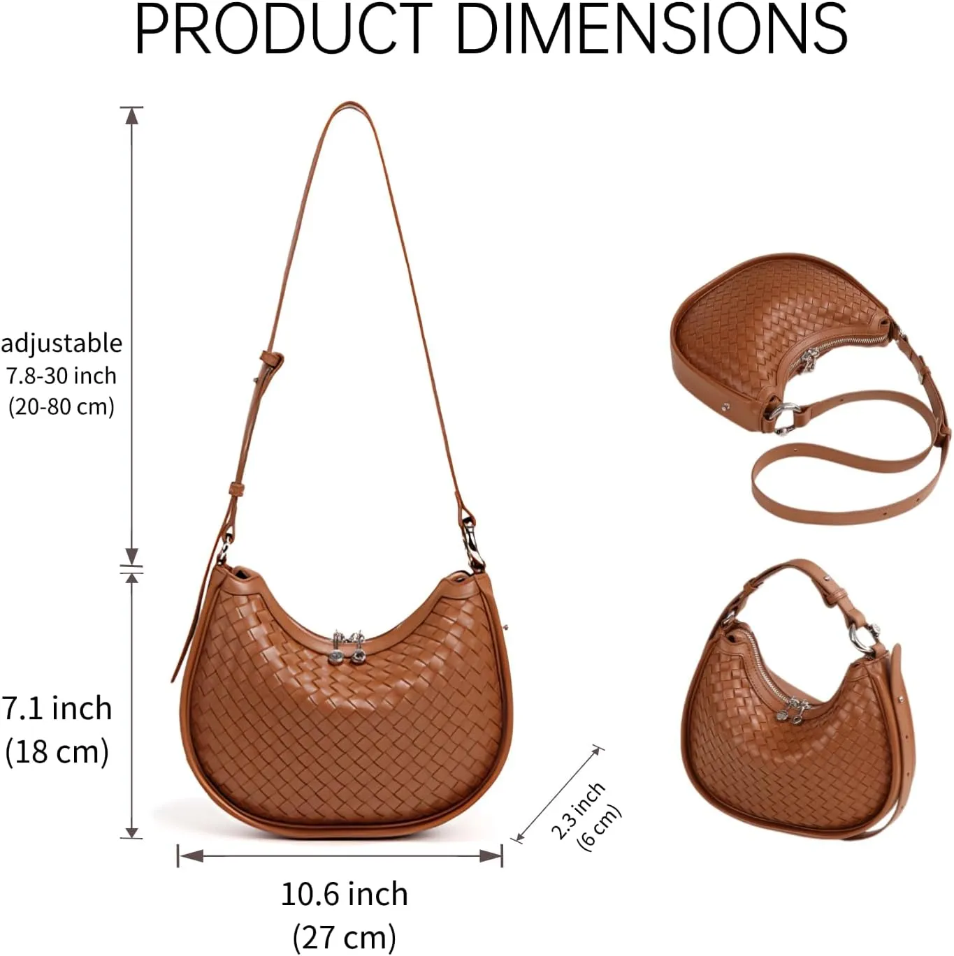 Leather Crescent Bag - Woven Tote & Hobo Handbags - Satchel Bag