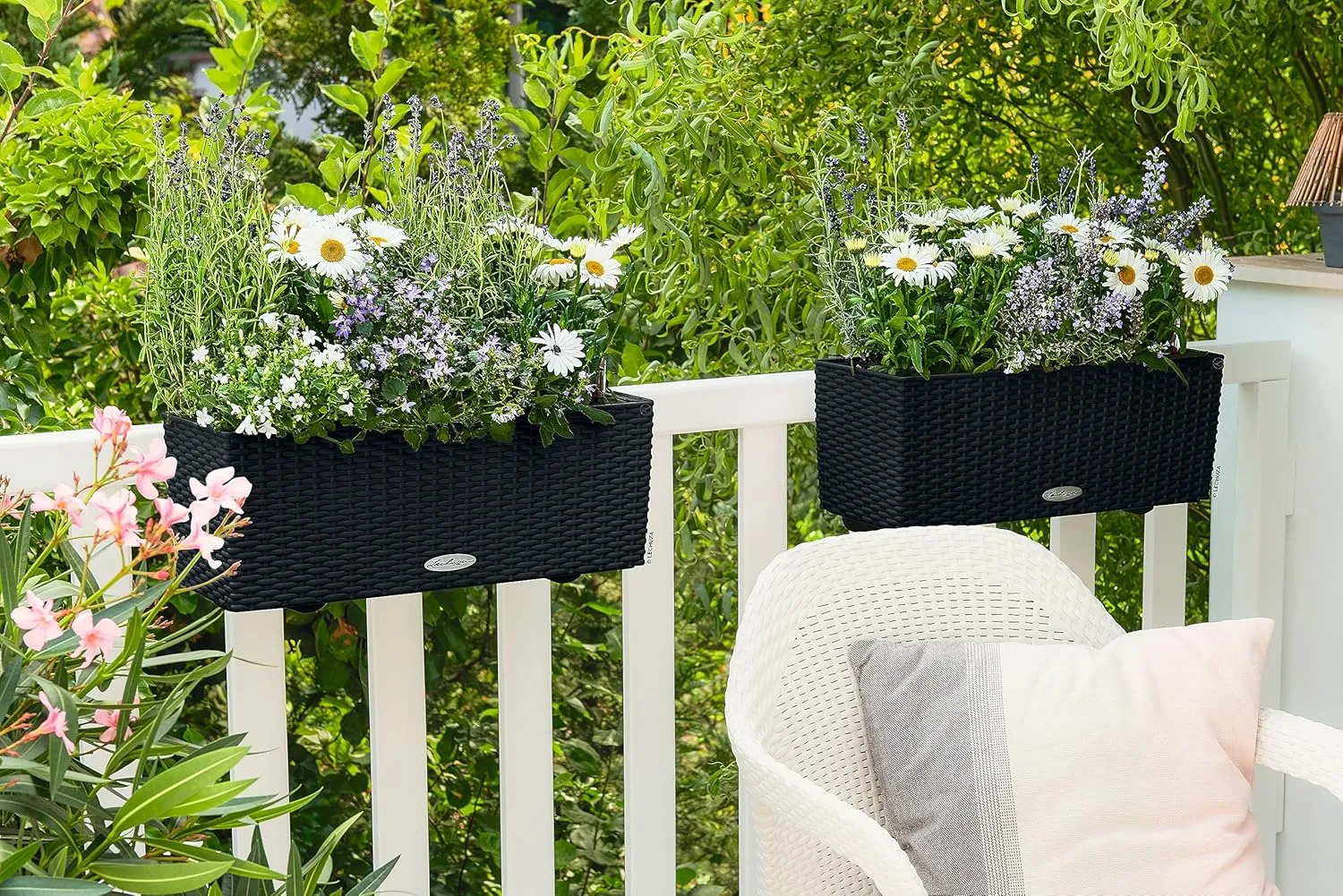 Lechuza 15609 Balconera Cottage 50 Self-Watering Indoor and Outdoor Use, 20" x 7" x 7", Black Planter, 50 x 19 x 19 cm