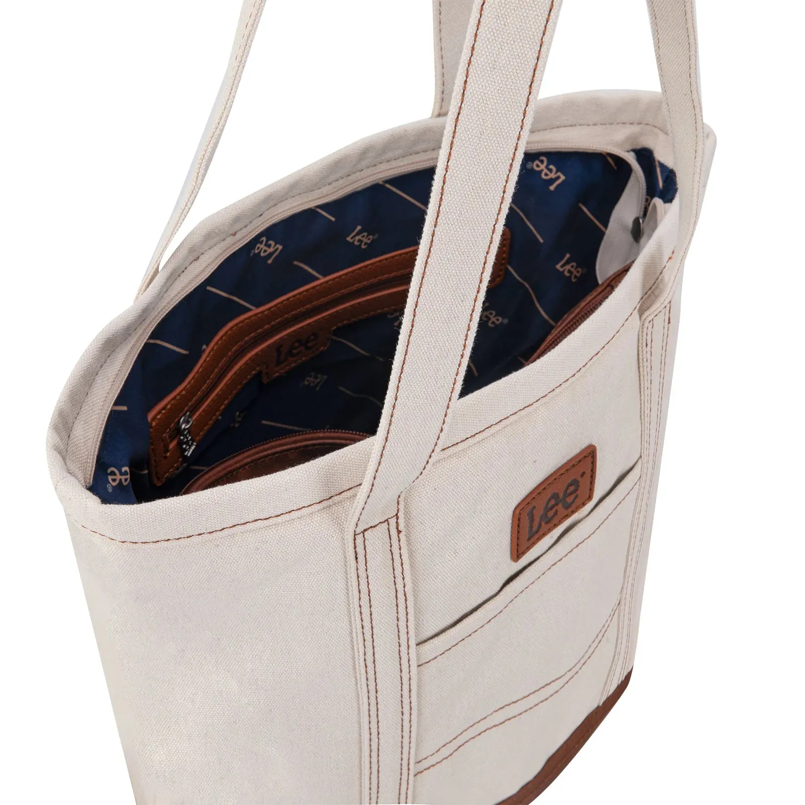 LEE Large Denim Patchwork Canvas Tote Bag