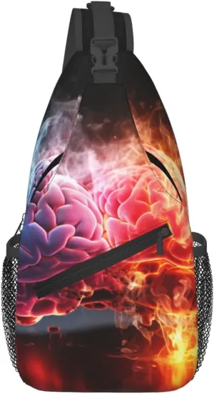 Left and Right Brain Advantage print Cross bag, chest crossbody bag, men's cross chest bag, adjustable outdoor travel bag