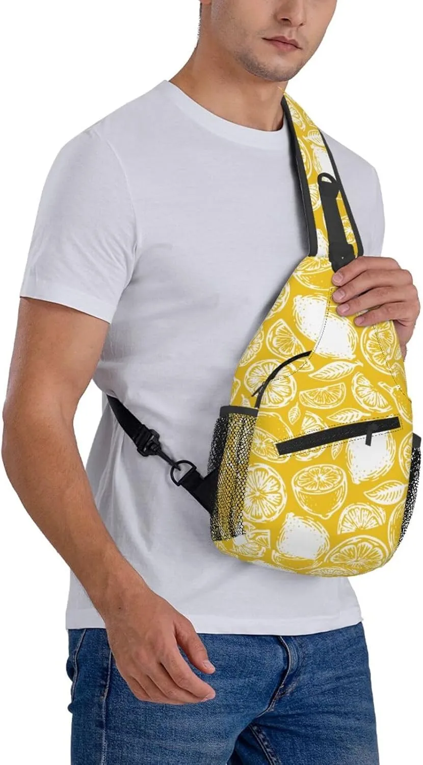 Lemon Crossbody Sling Backpack Sling Bag Adjustable Chest Shoulder Daypack For Women Men