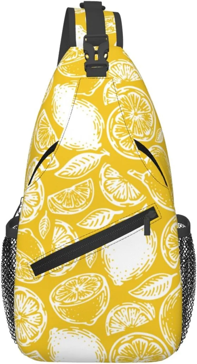 Lemon Crossbody Sling Backpack Sling Bag Adjustable Chest Shoulder Daypack For Women Men