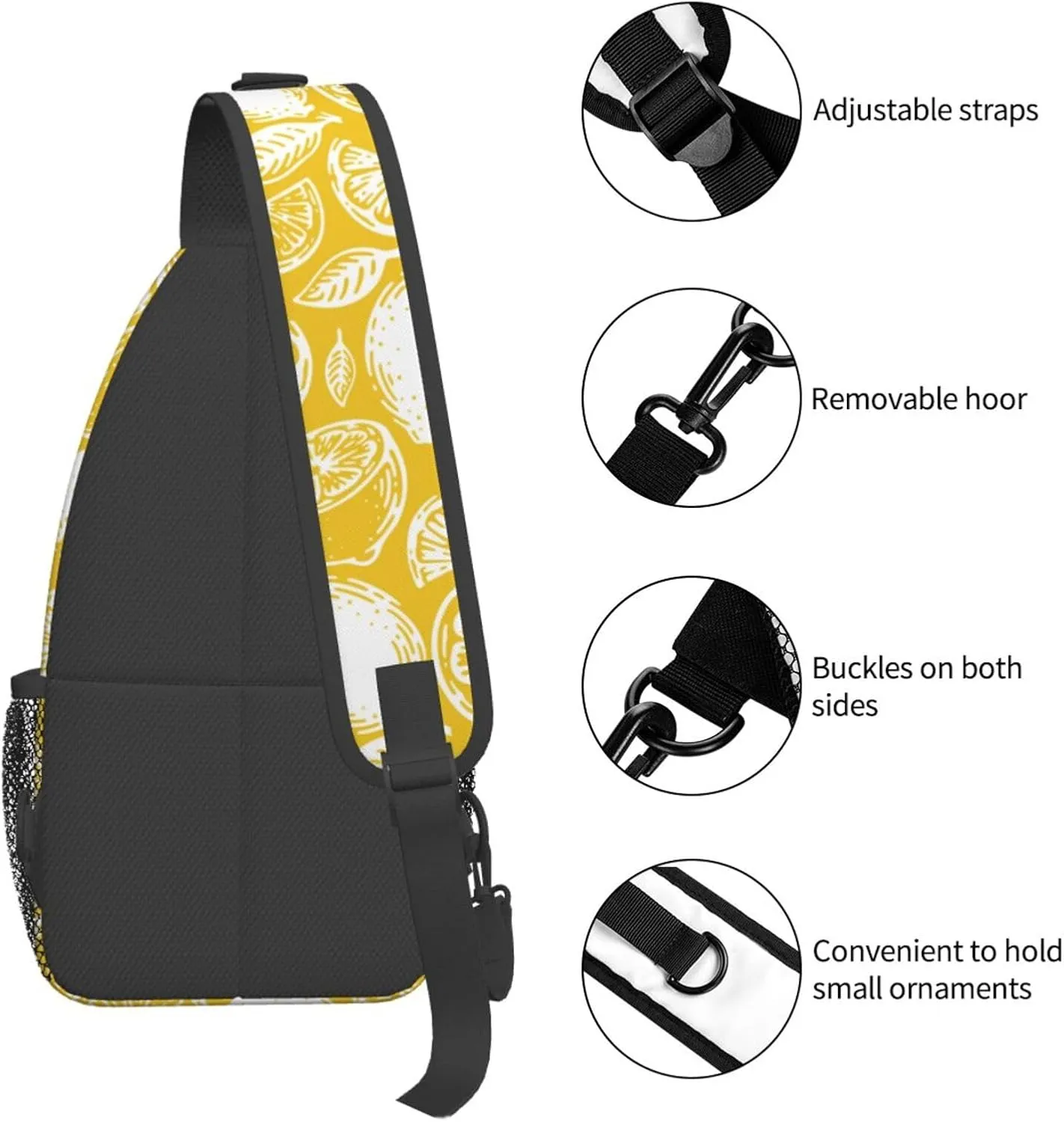 Lemon Crossbody Sling Backpack Sling Bag Adjustable Chest Shoulder Daypack For Women Men