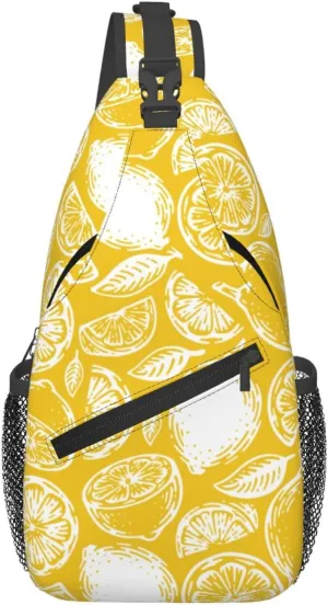 Lemon Crossbody Sling Backpack Sling Bag Adjustable Chest Shoulder Daypack For Women Men