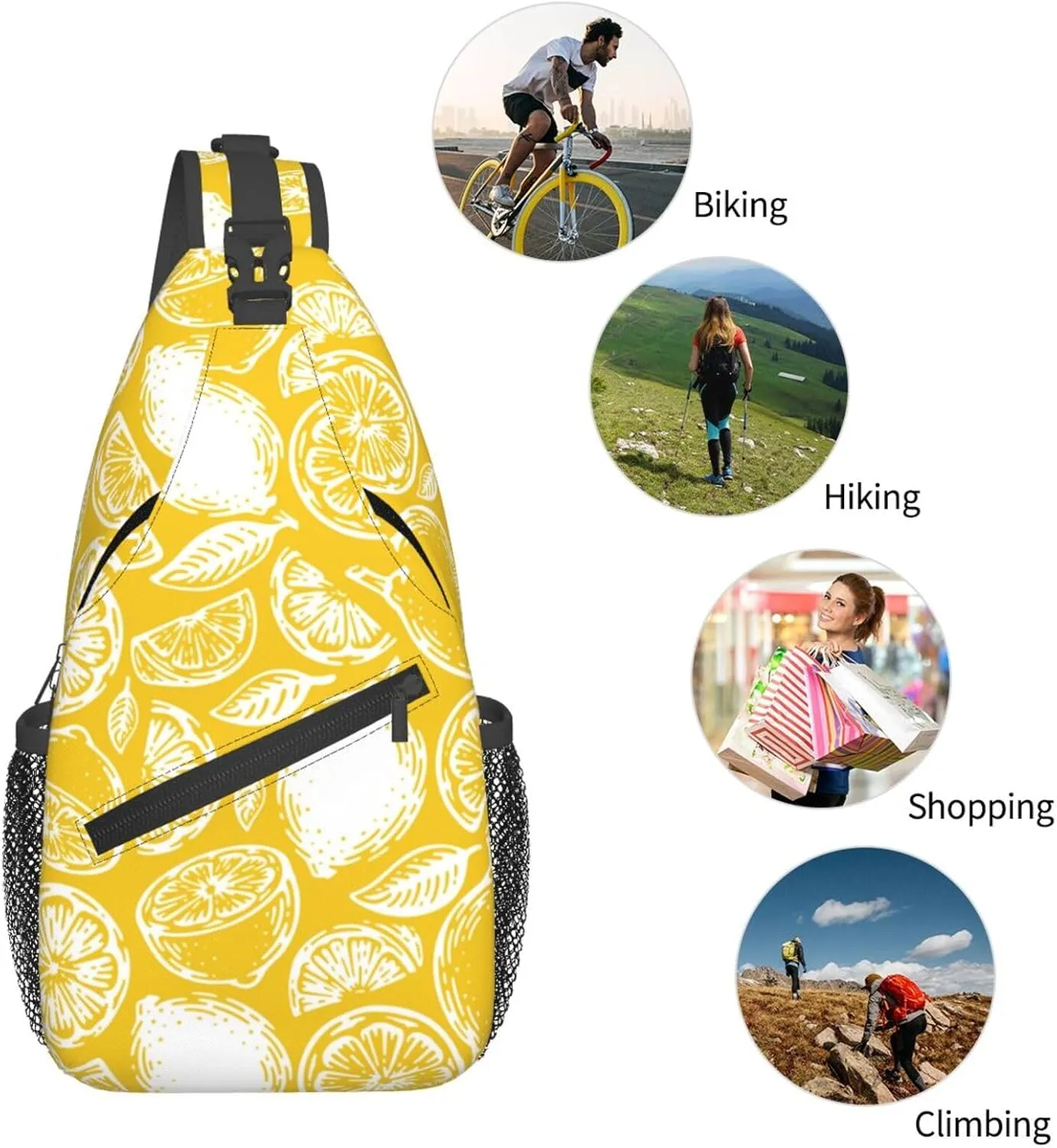 Lemon Crossbody Sling Backpack Sling Bag Adjustable Chest Shoulder Daypack For Women Men