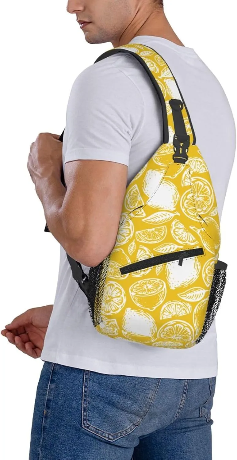 Lemon Crossbody Sling Backpack Sling Bag Adjustable Chest Shoulder Daypack For Women Men