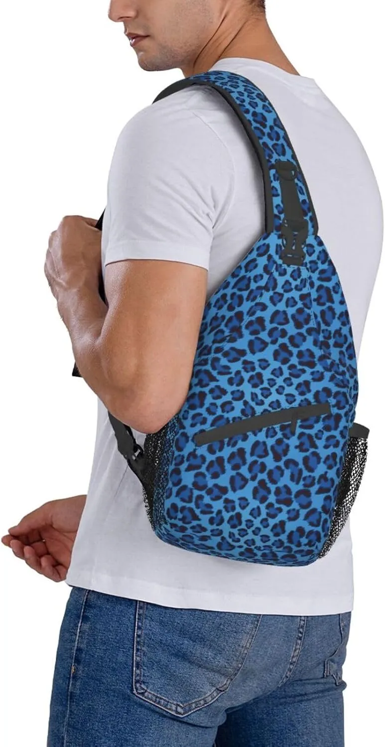 Leopard Skin Animal Unisex Casual Diagonal Chest Bag,Multipurpose Crossbody Shoulder Bag Travel Hiking Daypack