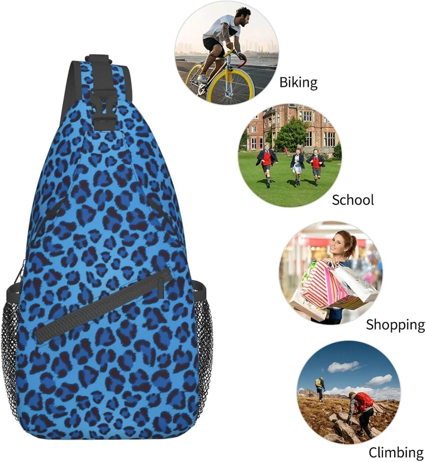 Leopard Skin Animal Unisex Casual Diagonal Chest Bag,Multipurpose Crossbody Shoulder Bag Travel Hiking Daypack