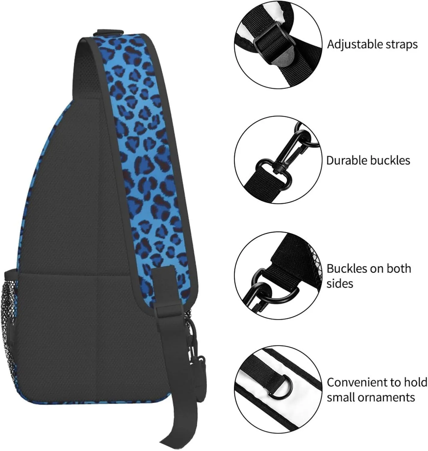 Leopard Skin Animal Unisex Casual Diagonal Chest Bag,Multipurpose Crossbody Shoulder Bag Travel Hiking Daypack