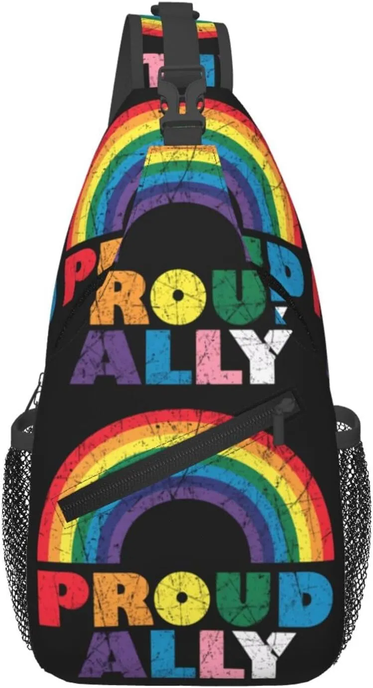 Lgbt Pride Rainbow Gay Rights Lesbian Equality Proud Ally Chest Sling Bag Crossbody Shoulder Backpack Bag Gym Cycling Daypack Travel Hiking Cross Bag