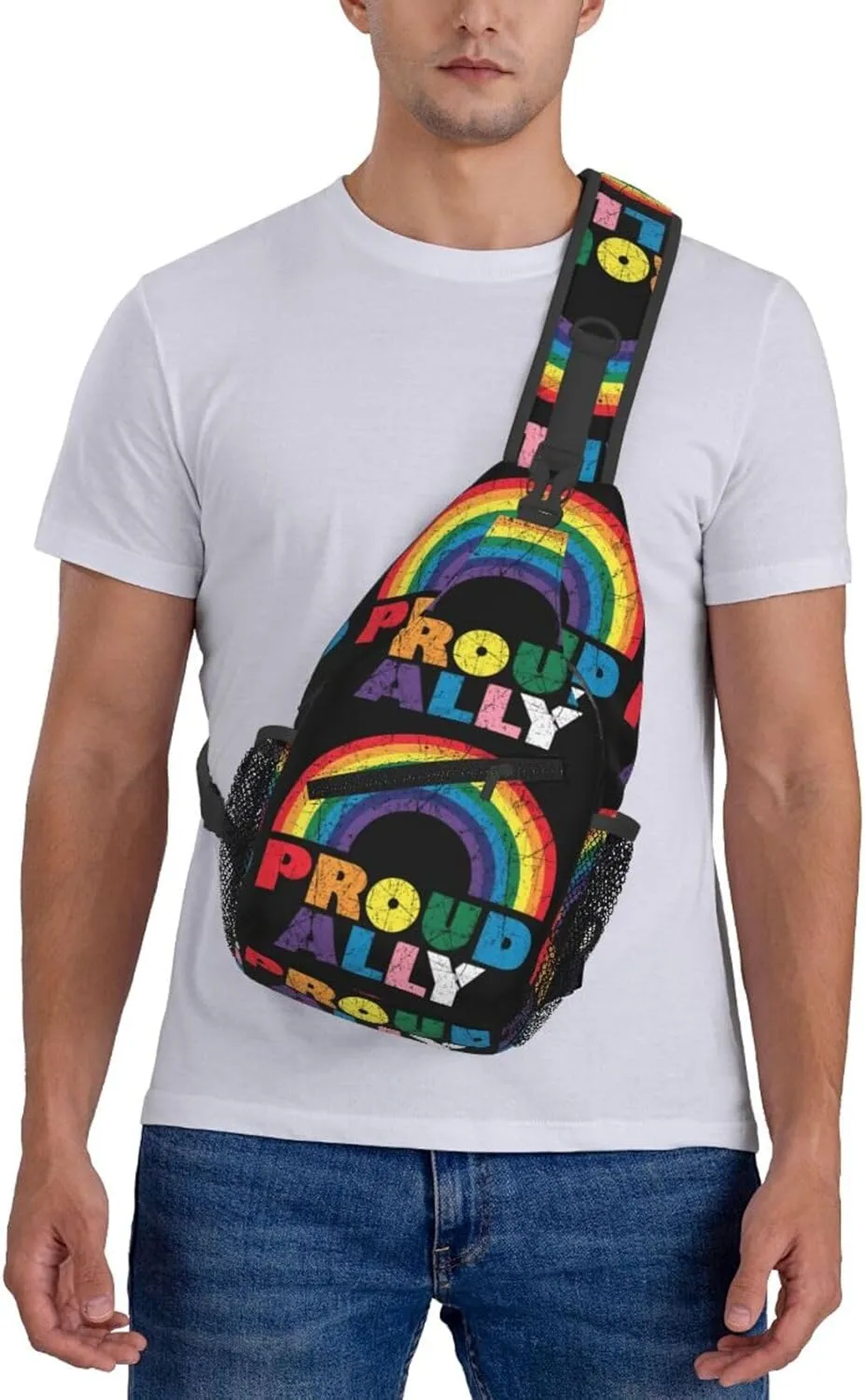 Lgbt Pride Rainbow Gay Rights Lesbian Equality Proud Ally Chest Sling Bag Crossbody Shoulder Backpack Bag Gym Cycling Daypack Travel Hiking Cross Bag