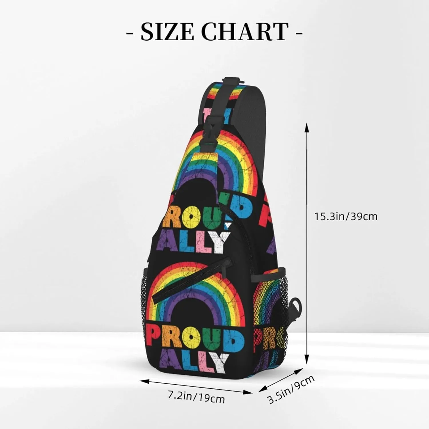 Lgbt Pride Rainbow Gay Rights Lesbian Equality Proud Ally Chest Sling Bag Crossbody Shoulder Backpack Bag Gym Cycling Daypack Travel Hiking Cross Bag