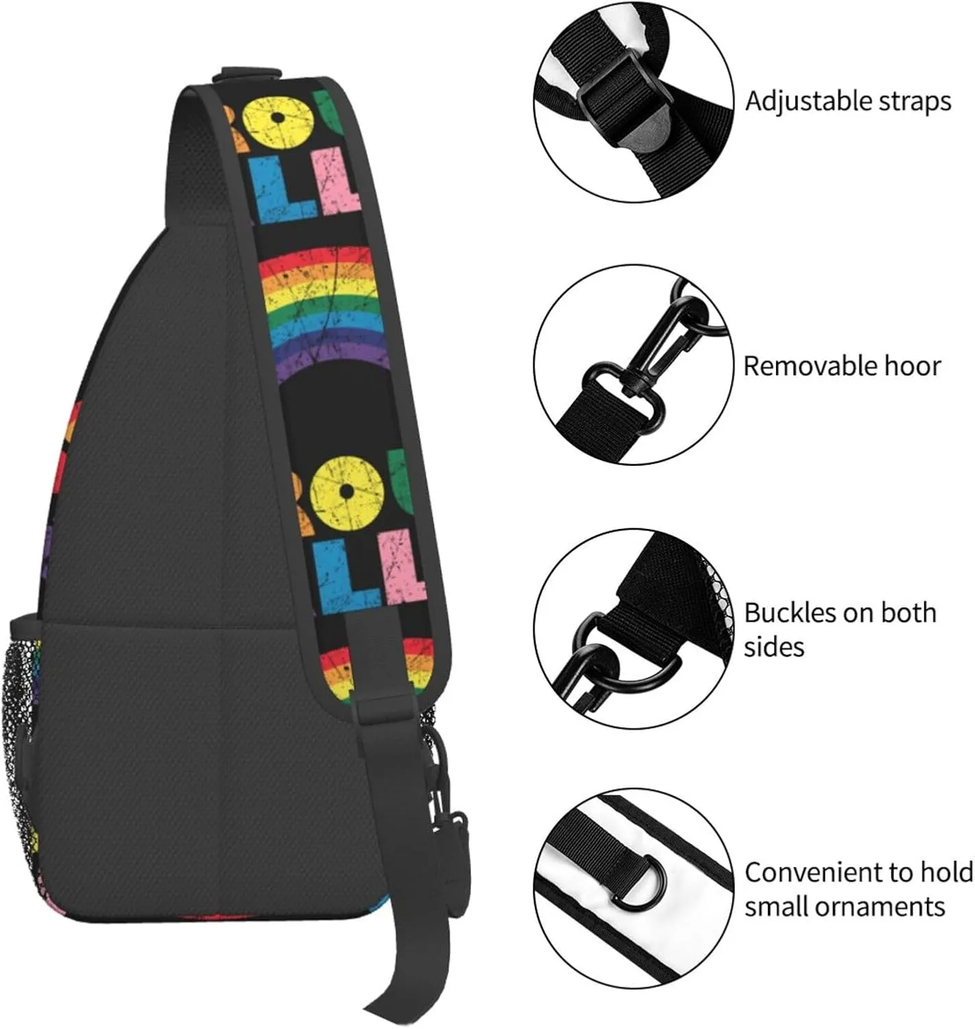 Lgbt Pride Rainbow Gay Rights Lesbian Equality Proud Ally Chest Sling Bag Crossbody Shoulder Backpack Bag Gym Cycling Daypack Travel Hiking Cross Bag