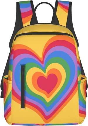 LGBT Rainbow Gay Pride Psychedelic Heart Travel Laptop Backpack Casual Backpacks Double Shoulder Daypack Notebook Rucksack Work Bags Sports Bag for Hiking Camping Beach