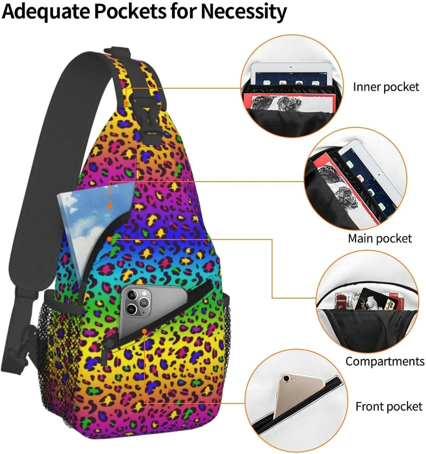 Lgbt Rainbow Hearts Crossbody Sling Bag Adjustable Lgbt Chest Bag For Men Women Rainbow Pride Shoulder Bag Sling Backpack Daypack