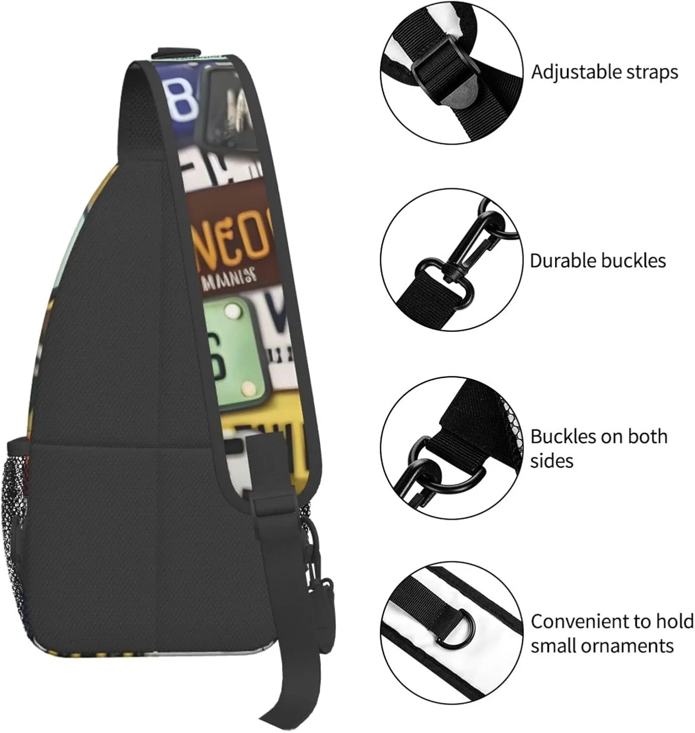 License Plate Unisex Casual Diagonal Chest Bag,Multipurpose Crossbody Shoulder Bag Travel Hiking Daypack