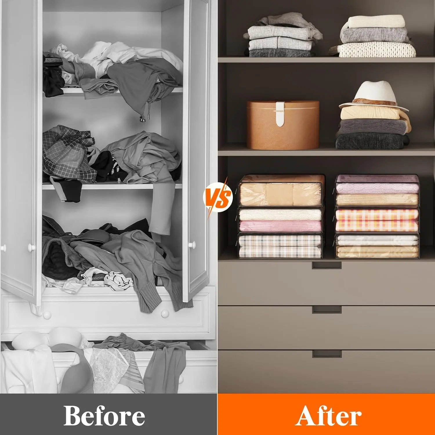Lifewit 6 Pack 14L Clear Clothes Storage Bags with Zipper, Plastic Sweater Storage, Vinyl Foldable Blanket Containers Organizers, Moving Bag for Bed Sheet, Clothing, 15.7 x 13.8 x 3.9 Inch