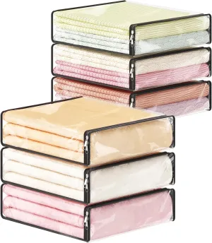 Lifewit 6 Pack 14L Clear Clothes Storage Bags with Zipper, Plastic Sweater Storage, Vinyl Foldable Blanket Containers Organizers, Moving Bag for Bed Sheet, Clothing, 15.7 x 13.8 x 3.9 Inch
