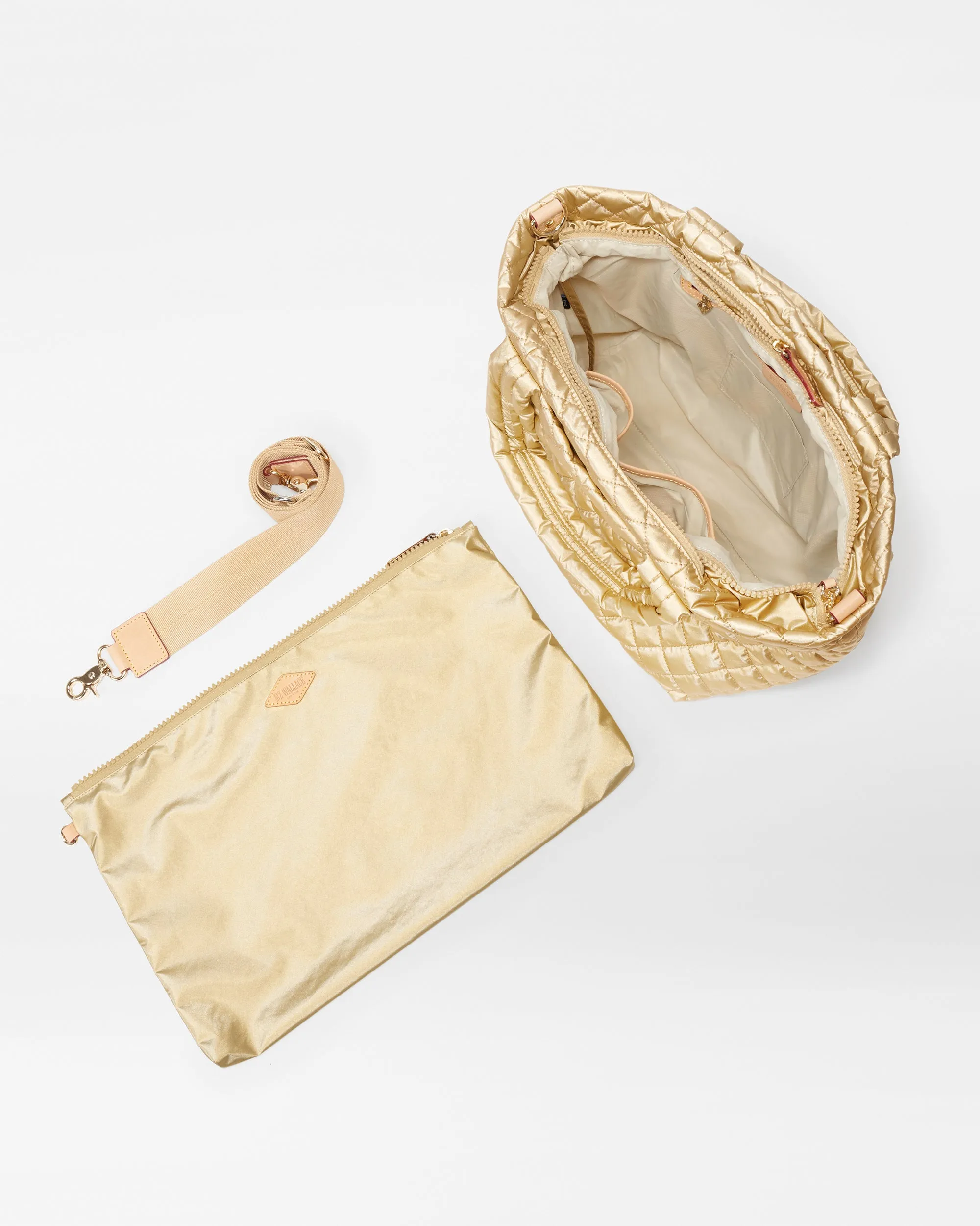 Light Gold Pearl Metallic Small Metro Tote Deluxe