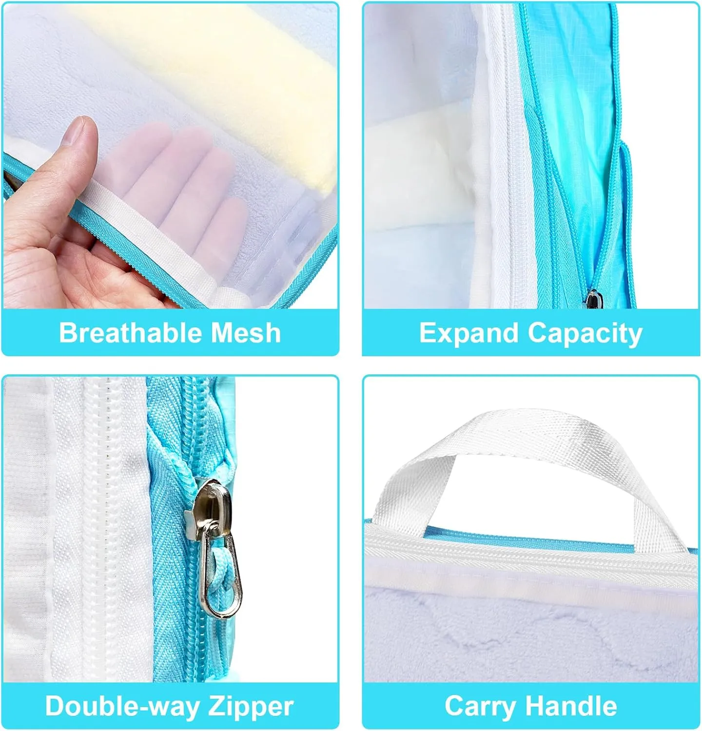 Lightweight Compression Packing Cubes for Suitcases, Compressible Expandable Travel Packing Organizer with Clear Toiletries and Backpack Bag, Travel Essentials for Carry on Luggage 7 Set