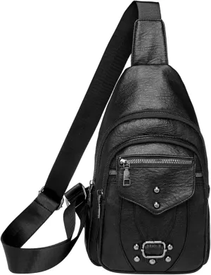 Lightweight Travel Backpacks Ladies Chest Bag Soft Leather Feeling Crossbody Bag Large Capacity Simple Retro