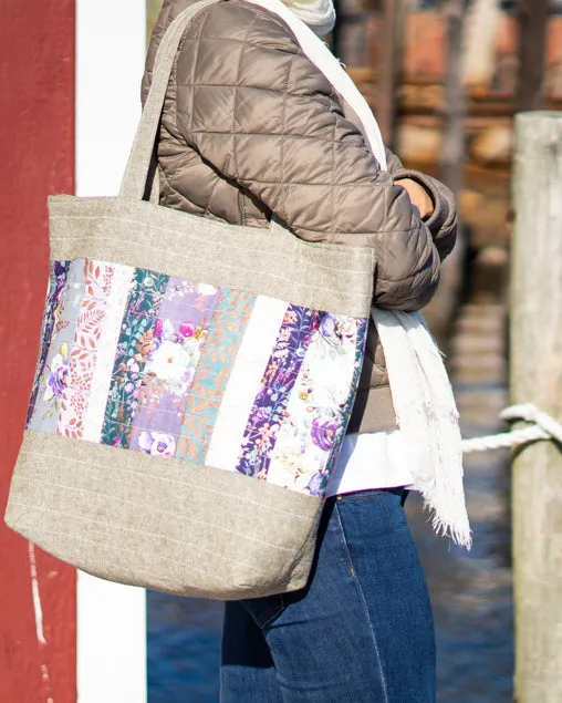 Linen Floral Shimmer Tote
