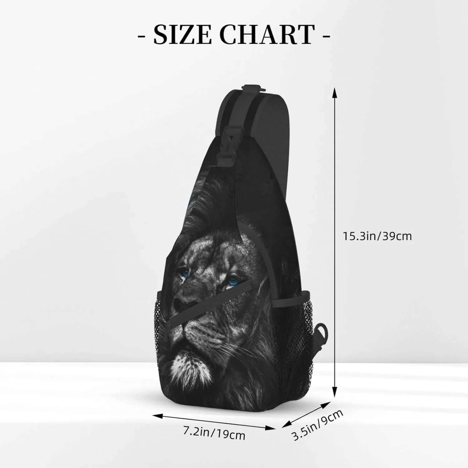 Lion Portrait Black Sling Bag for Men Women Crossbody Sling Backpack Travel Hiking Daypack Shoulder Chest Bag with Adjustable Strap