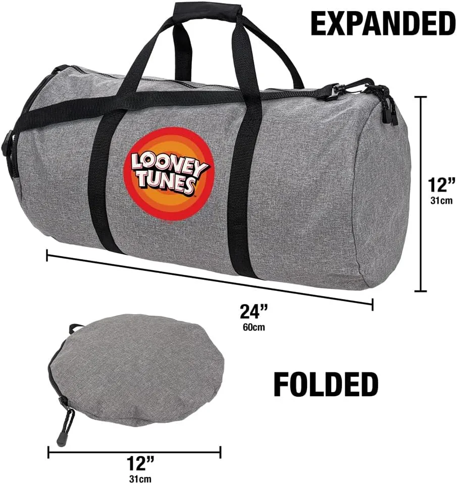 Looney Tunes Circle Logo Lightweight Duffel Bag for Sports and Gym Packable for Travel
