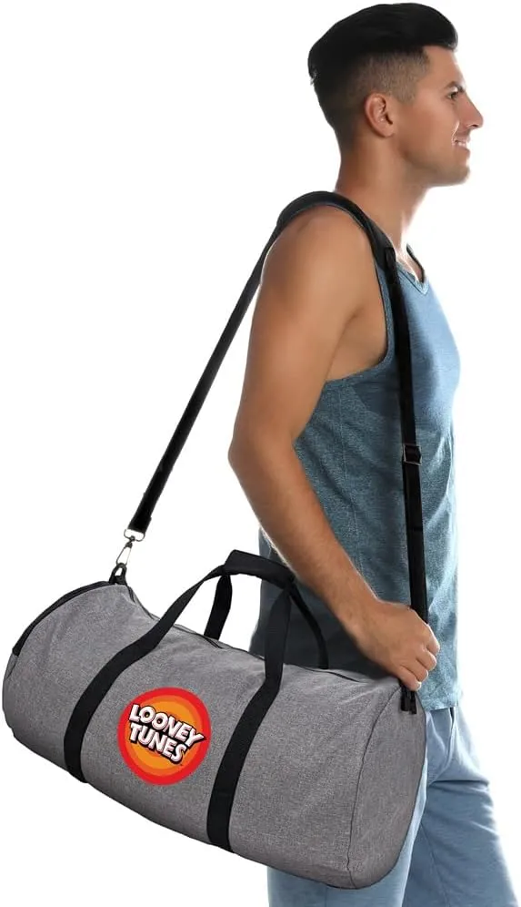 Looney Tunes Circle Logo Lightweight Duffel Bag for Sports and Gym Packable for Travel