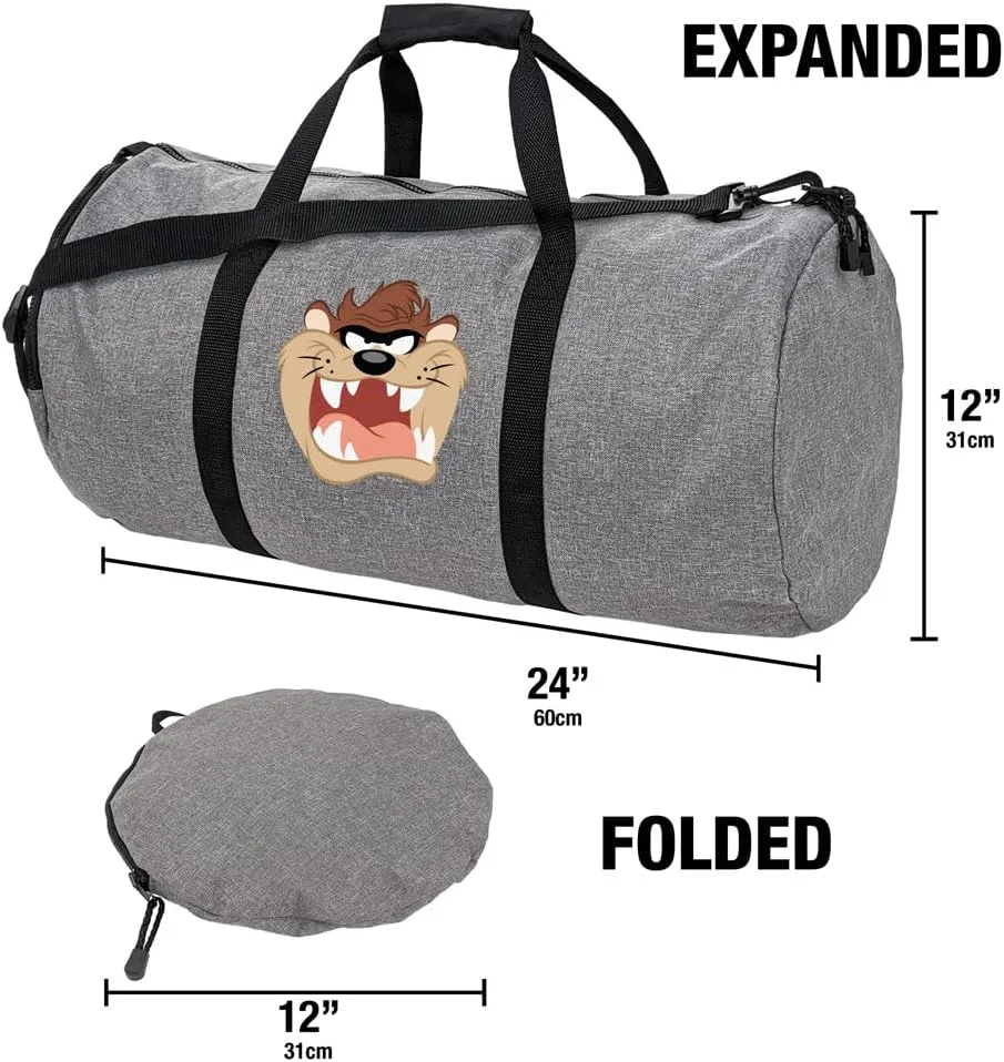 Looney Tunes Taz Lightweight Duffel Bag for Sports and Gym Packable for Travel