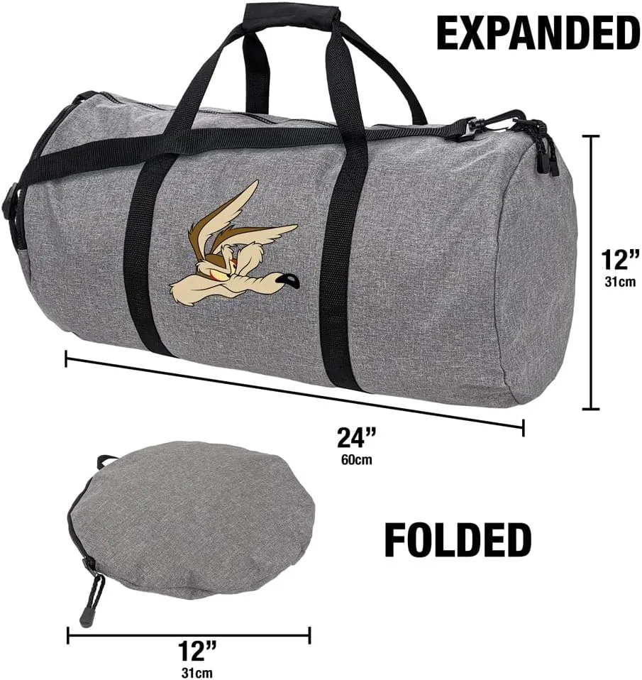 Looney Tunes Wile E Coyote Lightweight Duffel Bag for Sports and Gym Packable for Travel