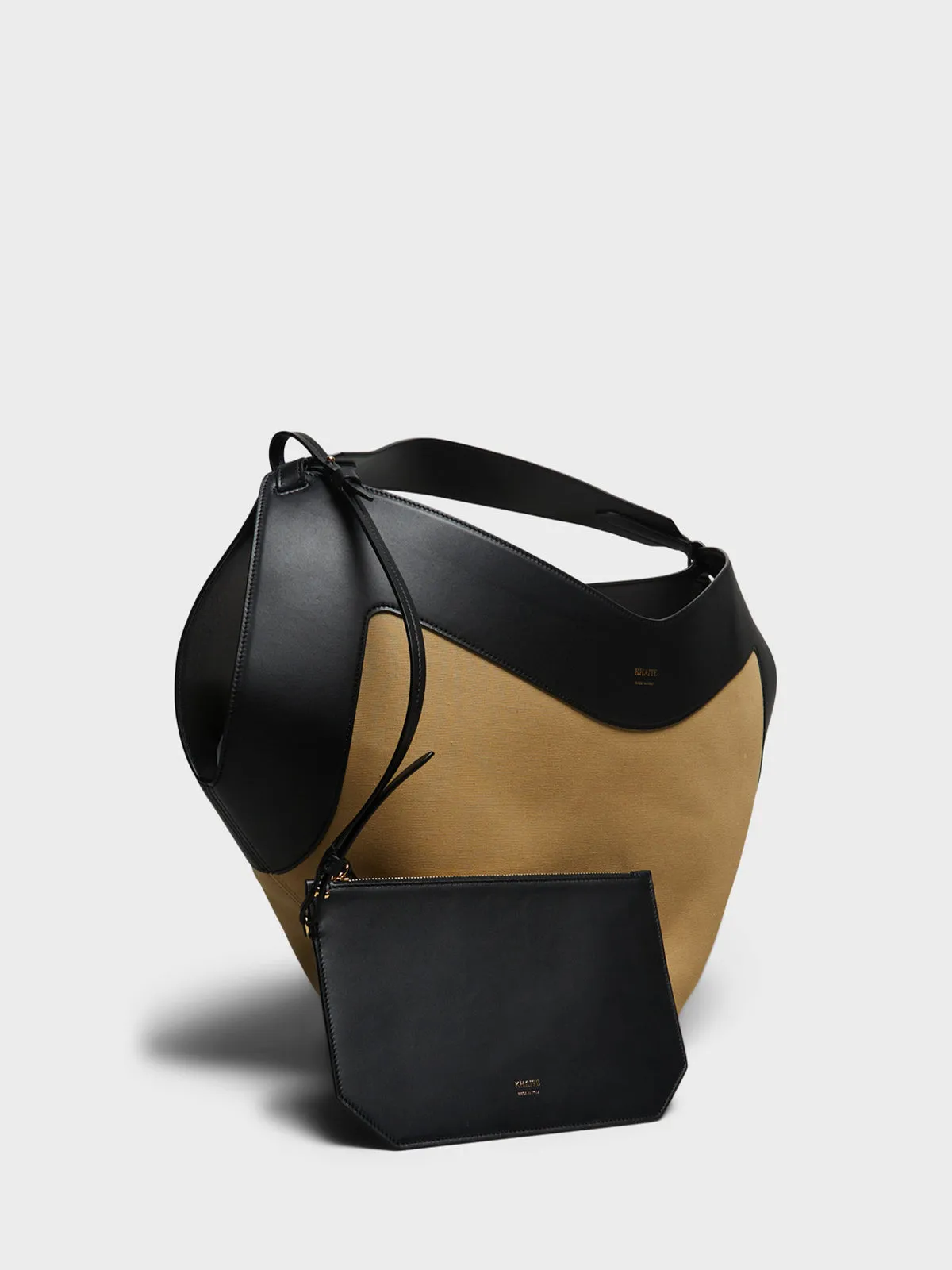 Lotus Medium Canvas Tote Bag in Black and Honey