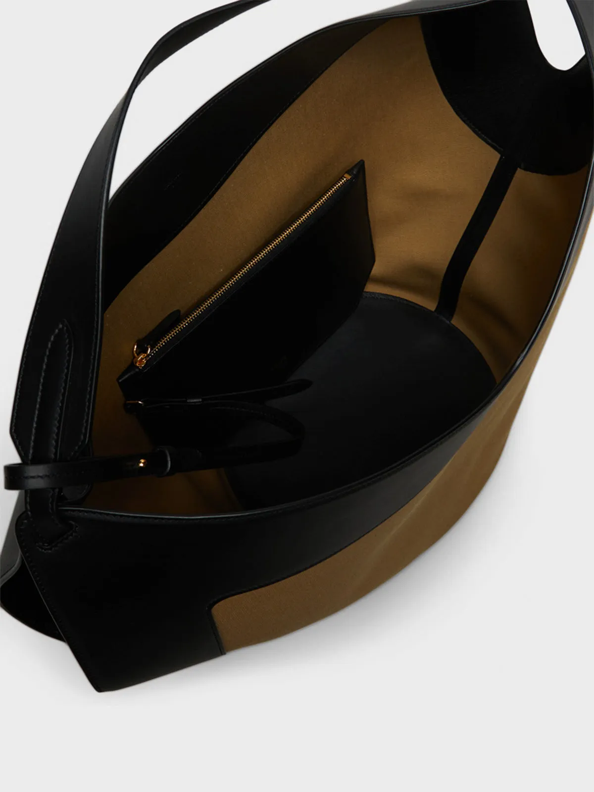 Lotus Medium Canvas Tote Bag in Black and Honey