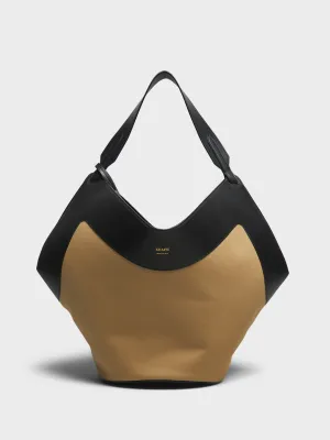 Lotus Medium Canvas Tote Bag in Black and Honey