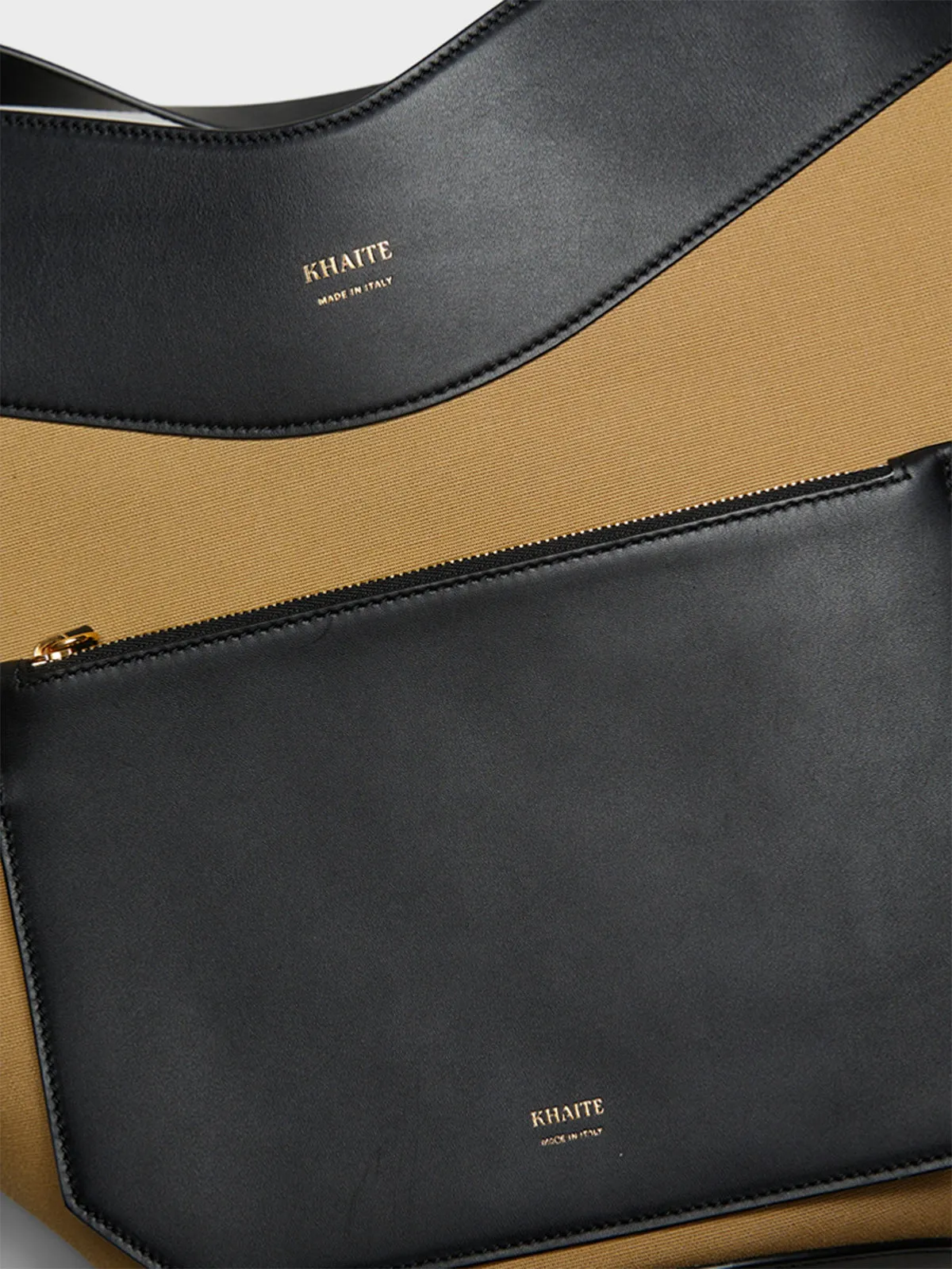 Lotus Medium Canvas Tote Bag in Black and Honey