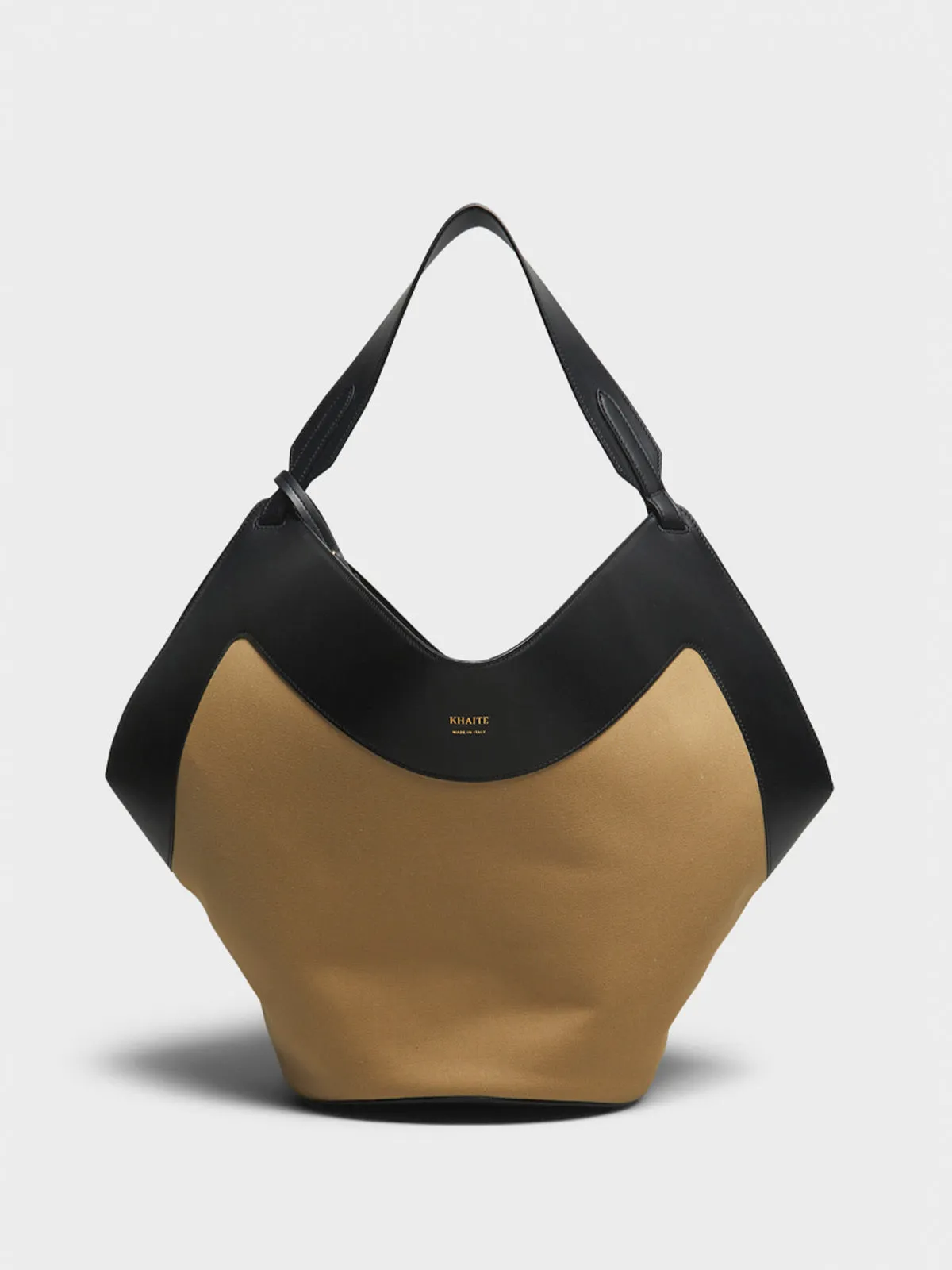 Lotus Medium Canvas Tote Bag in Black and Honey