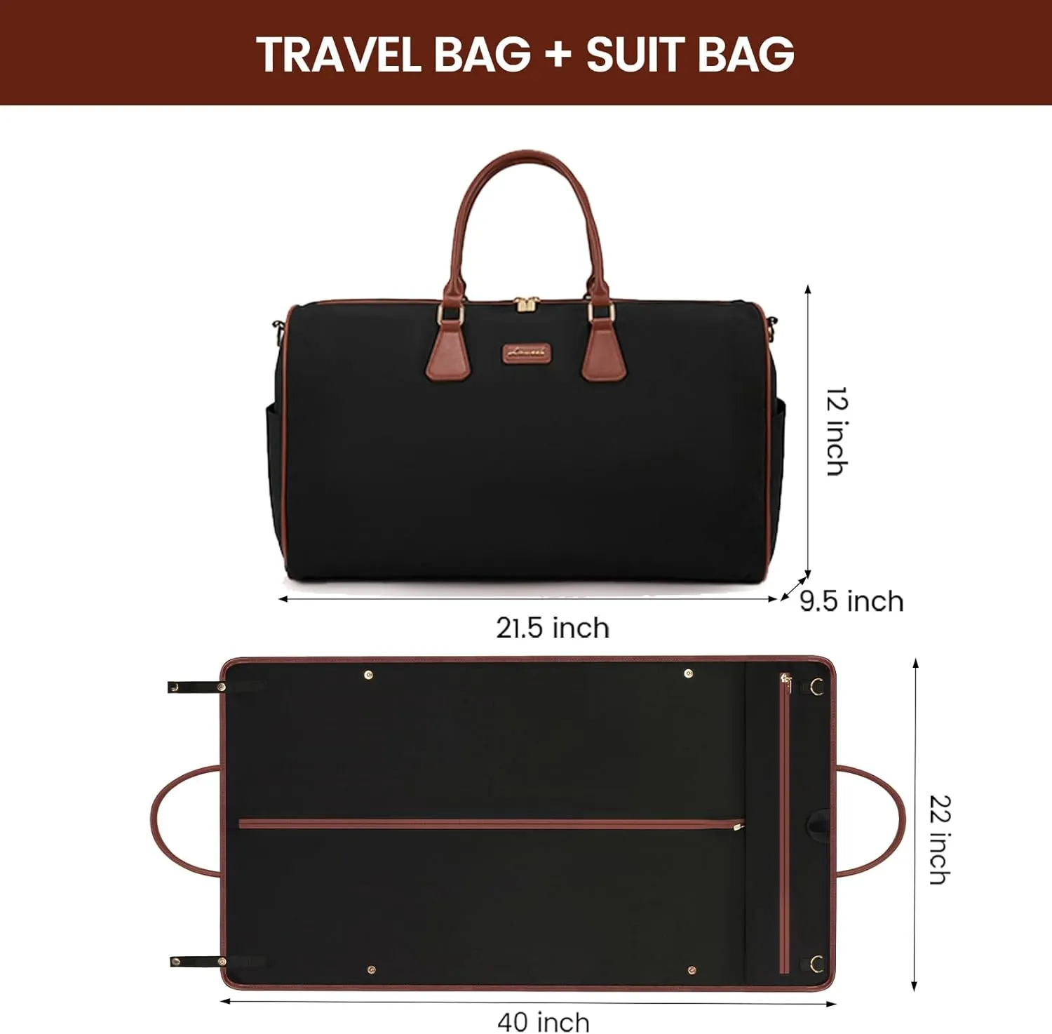 LOVEVOOK Garment Bags for Travel,3 in 1 Carry on Garment Duffle Bags for Travel with Shoe Pouch,Hanging Suitcase Suit Dress