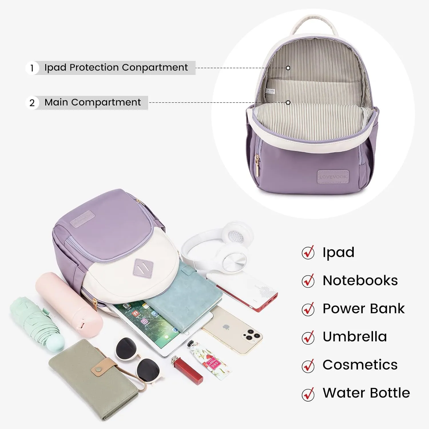 LOVEVOOK Mini Backpack for Women Light Weight Small Waterproof Backpack Purses Daily Backpack…