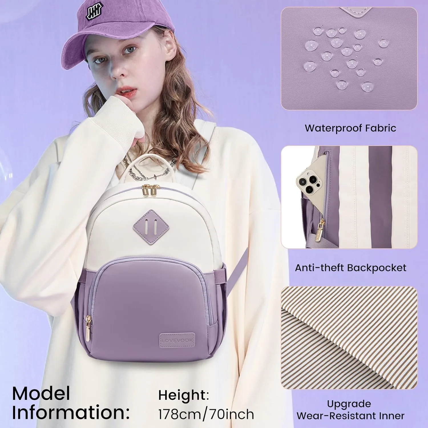 LOVEVOOK Mini Backpack for Women Light Weight Small Waterproof Backpack Purses Daily Backpack…