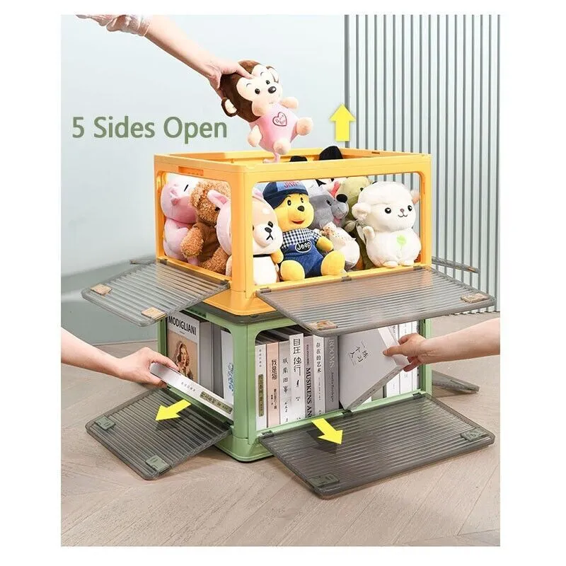 Low-price guarantee Storage 5 Sides Foldable Organizer Transparent~XL Cost-efficient Stackable Boxes Containers Size Open