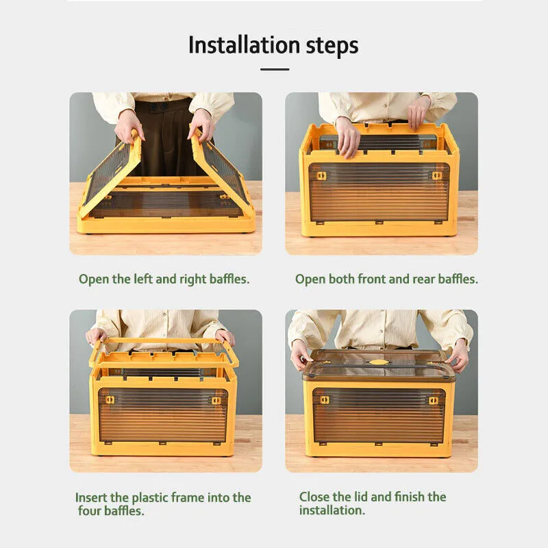Low-price guarantee Storage 5 Sides Foldable Organizer Transparent~XL Cost-efficient Stackable Boxes Containers Size Open
