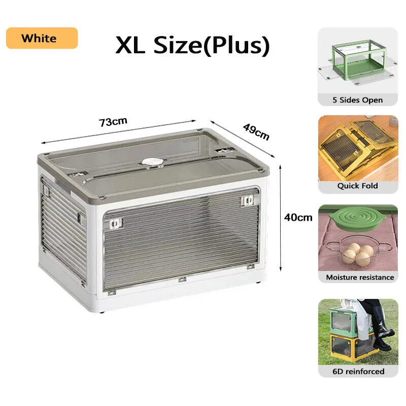 Low-price guarantee Storage 5 Sides Foldable Organizer Transparent~XL Cost-efficient Stackable Boxes Containers Size Open