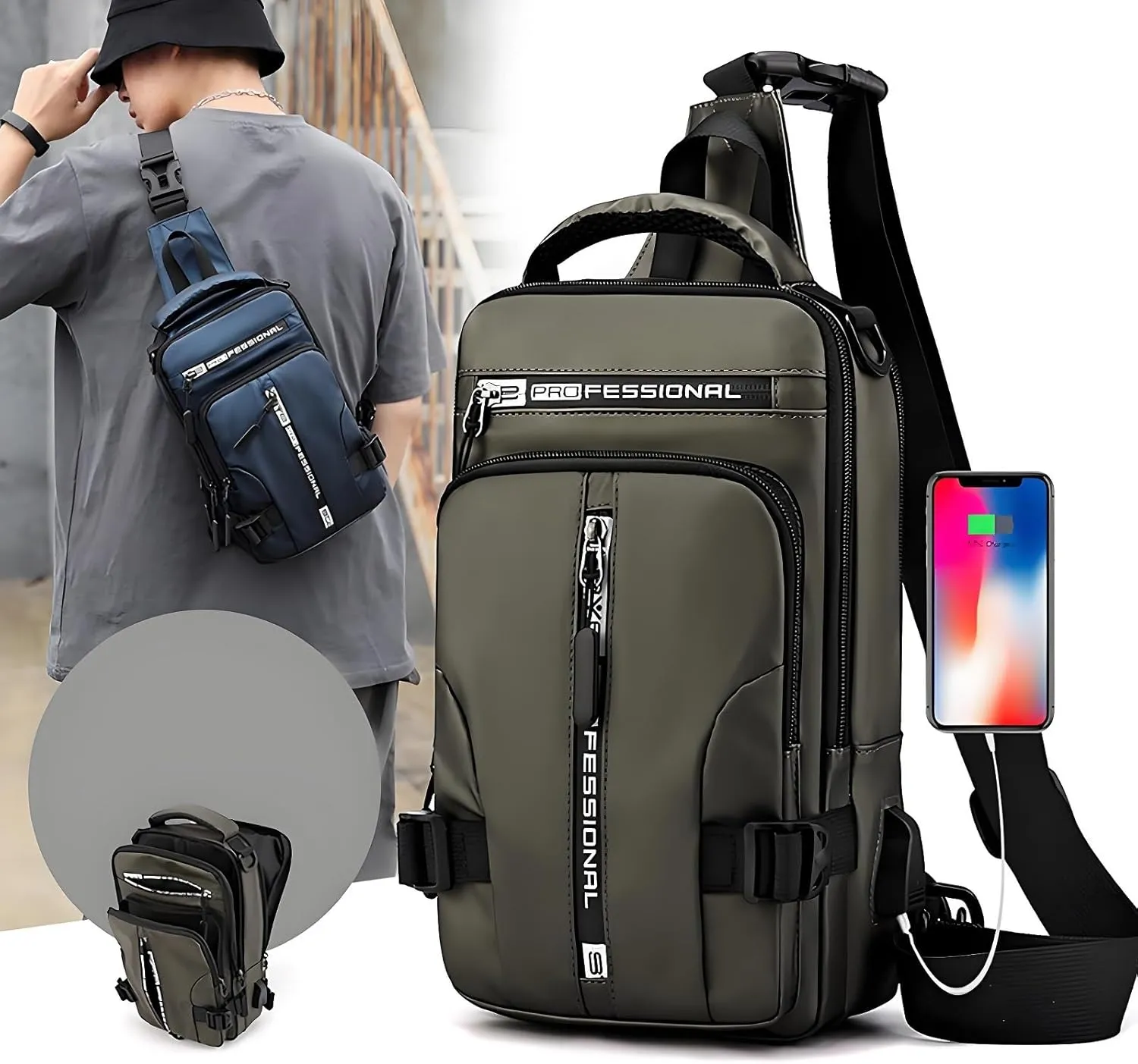 Luckyabow Waterproof Crossbody Bag, Waterproof Sling Bag Crossbody Backpack for Men Women for Hiking