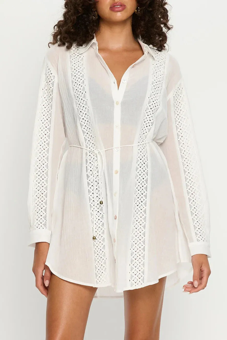 Lula Embroidered Panels Shirt Dress