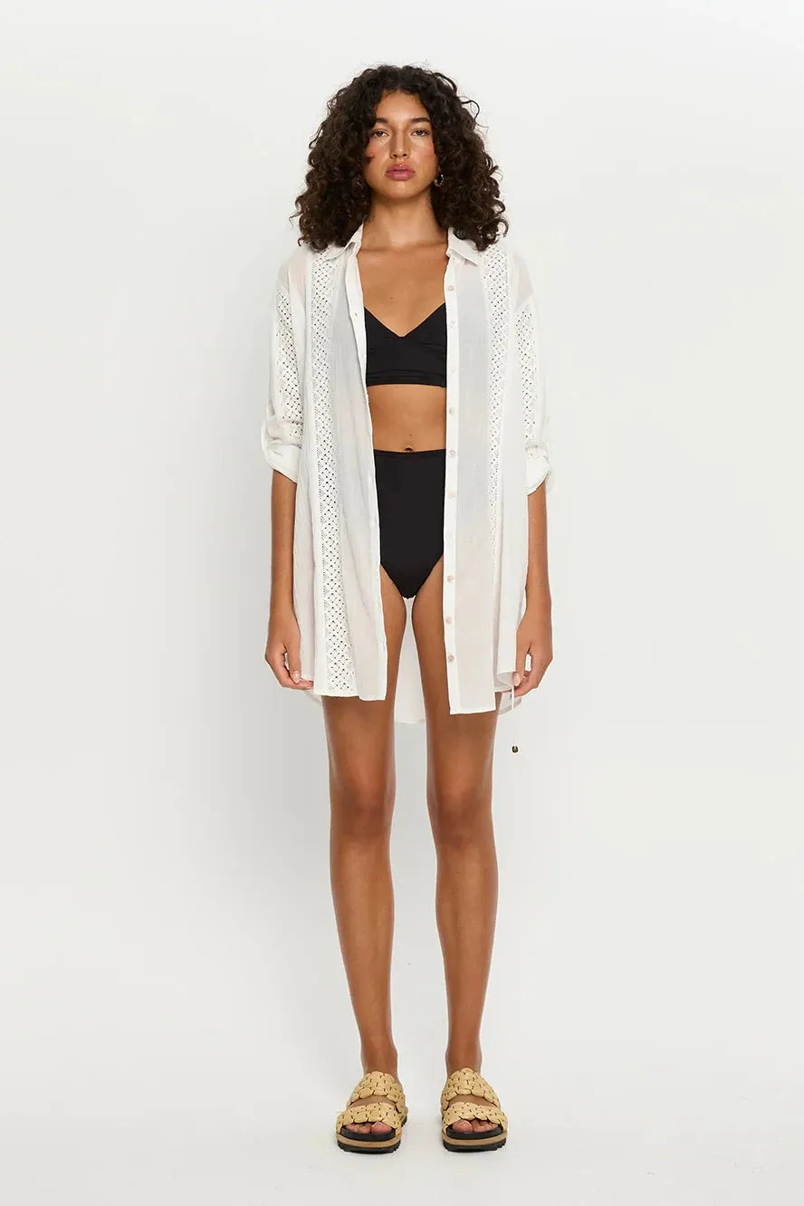 Lula Embroidered Panels Shirt Dress