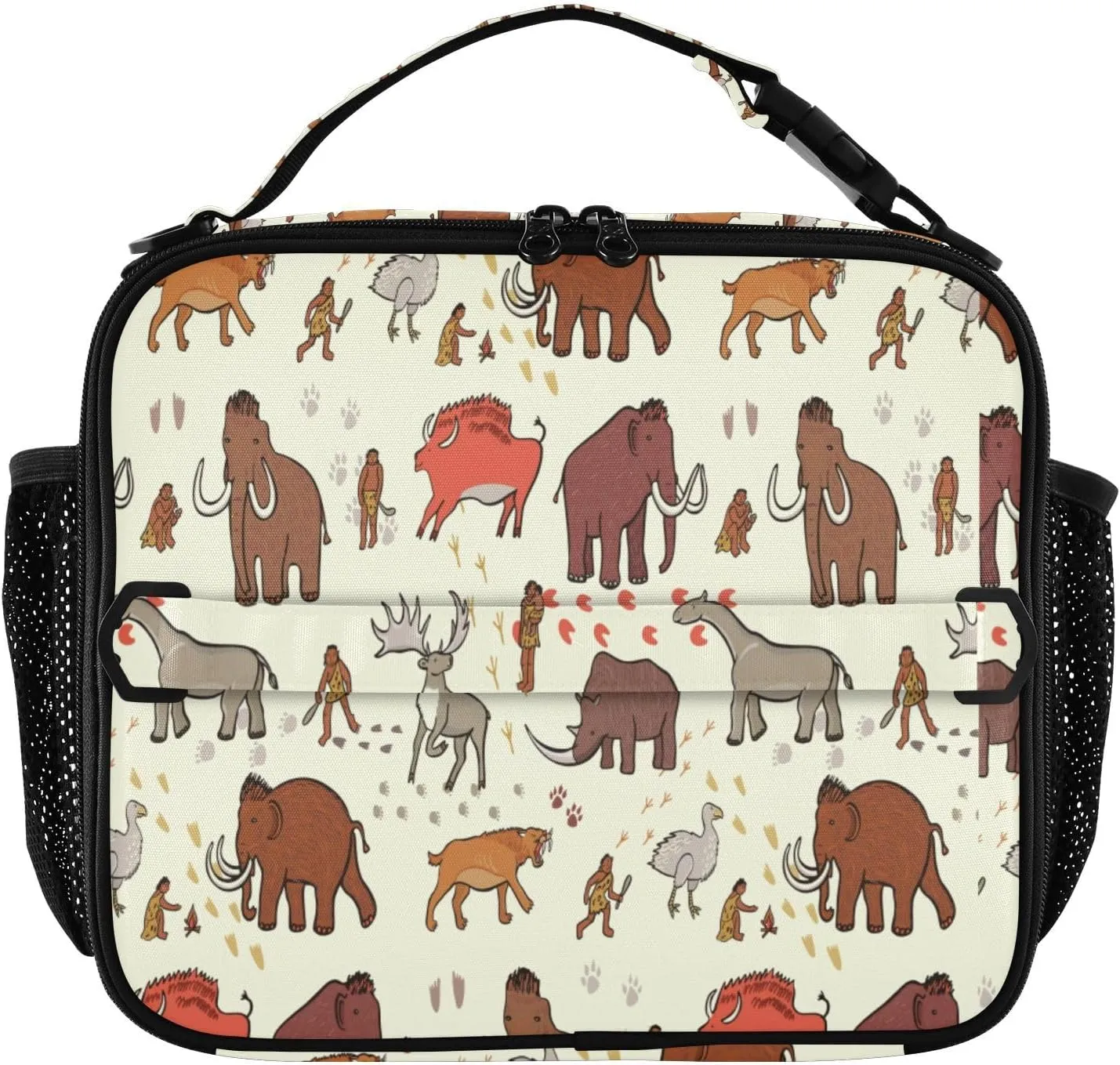 Lunch Bag for Men Women Mammoth Elephants Animals Insulated Lunch Box Portable Cooler Bag with Shoulder Straps for Office Travel School