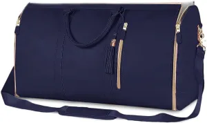Lux Mega Travel Bag Carry On, 2025 Scazu Garment Duffle Bag, 2 in 1 Convertible Large PU Leather Waterproof Duffle Bag (Blue)