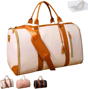 Luxe Mega Bag, Luxe Mega Bag Travel, Luxemega Travel Bag, Luxe Travel Bags for Women, Leather Garment Bags for Travel with Shoe Pouch (Beige)